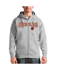 Antigua Men's Heather Gray Baltimore Orioles Team Logo Victory Full-Zip Hoodie