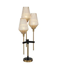 Axiom Modern Console Table Lamp 39" Tall Brass Gold Black Metal Champagne Ribbed Glass Shade for Bedroom Living Room House Home Bedside Nightstand Off