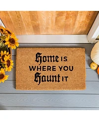 Evergreen 16 x 28 Halloween Greeting Coir Mat, Home Is Where You Haunt It for Indoor and Outdoor Decor