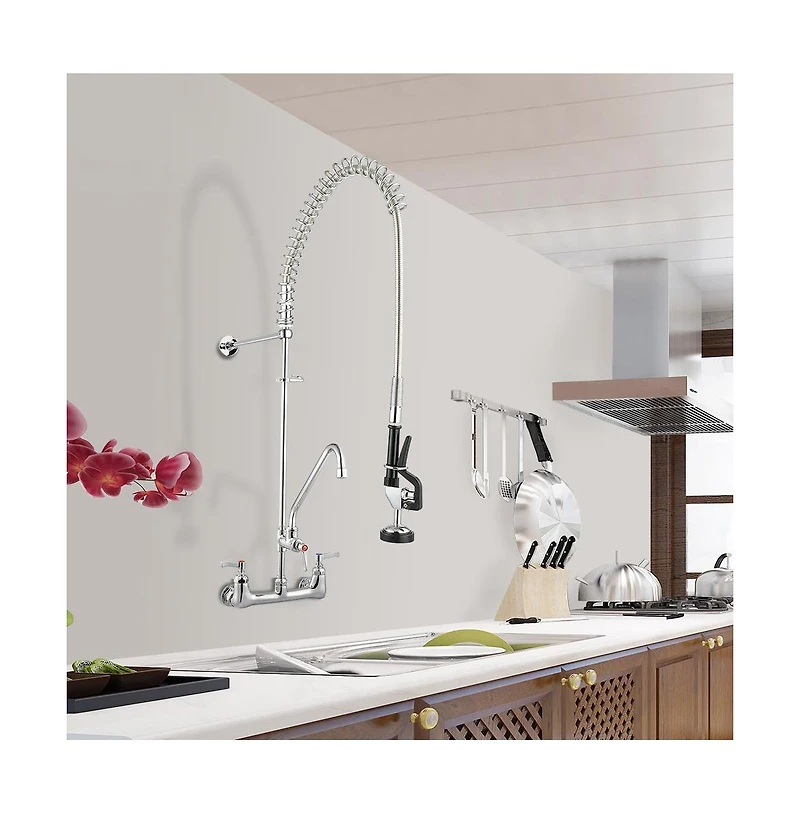 Aquaterior Pre-Rinse Brass Wall-mount Faucet w/ 12" Add-On Faucet Restaurant Cupc Nsf