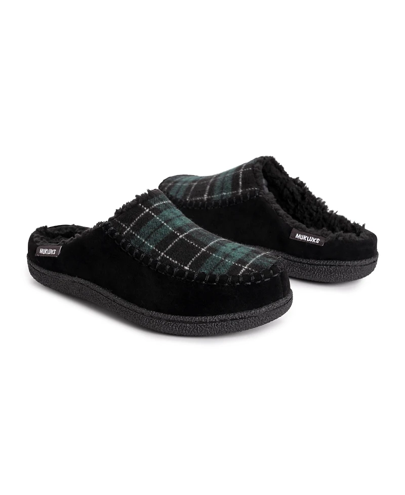 Muk Luks Mens Staughton Clog Slipper, Black, 12