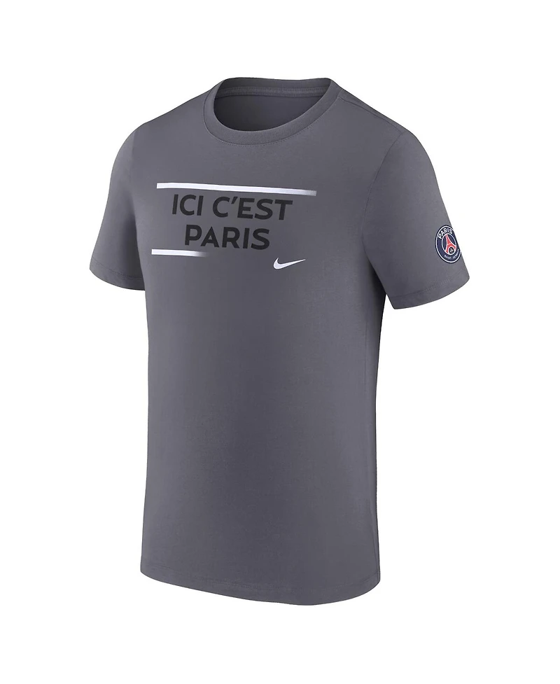 Nike Men's Gray Paris Saint-Germain Verbiage T-Shirt