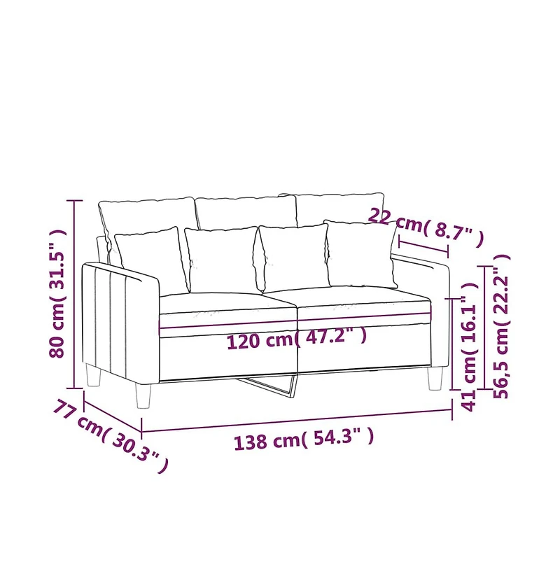 vidaXL 2-Seater Sofa Dark Gray 47.2" Velvet