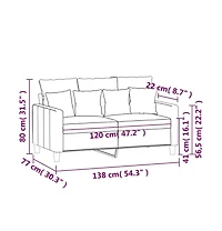 vidaXL 2-Seater Sofa Dark Gray 47.2" Velvet