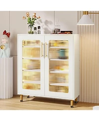 Tribesigns Buffet Cabinet with Acrylic Doors and Led Light for Living Room, Kitchen