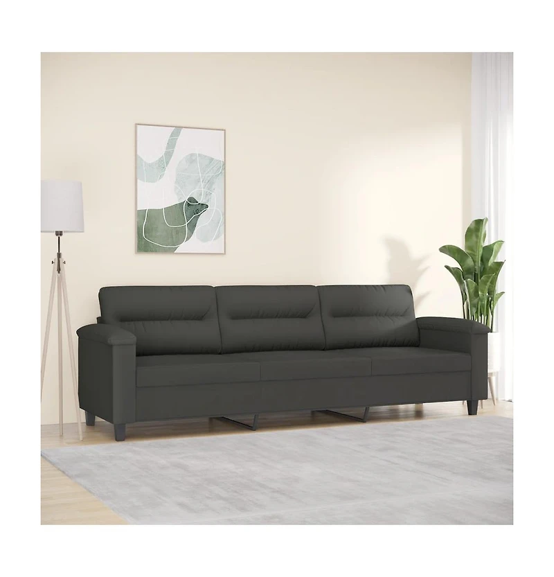 vidaXL 3-Seater Sofa Dark Gray 82.7" Microfiber Fabric
