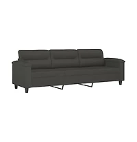 vidaXL 3-Seater Sofa Dark Gray 82.7" Microfiber Fabric