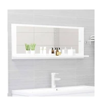 vidaXL Bathroom Mirror White 39.4"x4.1"x14.6" Engineered Wood