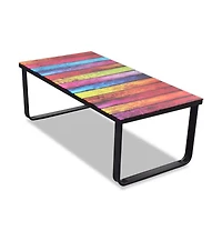 vidaXL Coffee Table with Rainbow Printing Glass Top