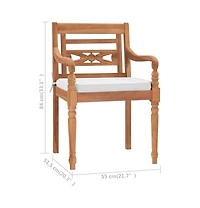 vidaXL Batavia Chairs 2 pcs with Cushions Solid Teak Wood
