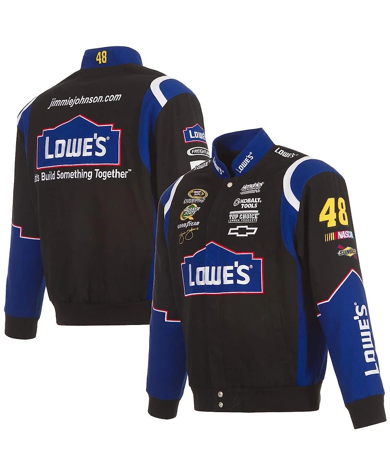 Jh Design Men's Black Jimmie Johnson Lowe's Twill Driver Uniform Full-Snap Jacket