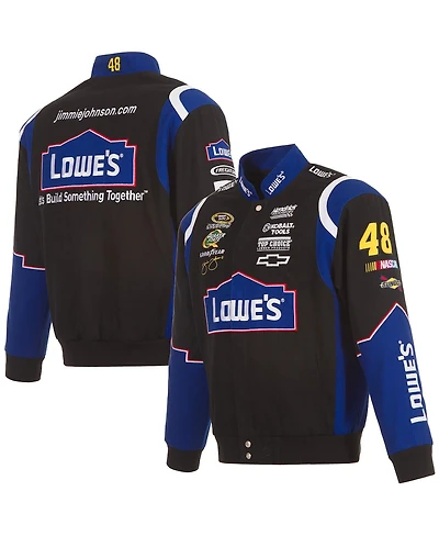 Jh Design Men's Black Jimmie Johnson Lowe's Twill Driver Uniform Full-Snap Jacket