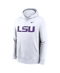 Nike Men's White Lsu Tigers Primetime Evergreen Club Fleece Pullover Hoodie