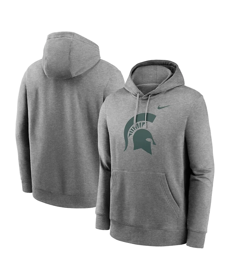 Nike Men's Heather Gray Michigan State Spartans Primetime Evergreen Club Fleece Pullover Hoodie