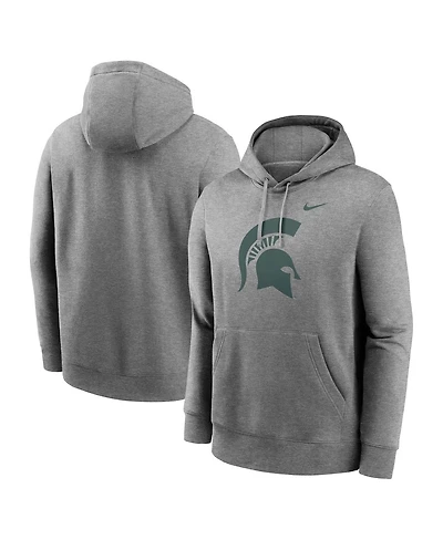 Nike Men's Heather Gray Michigan State Spartans Primetime Evergreen Club Fleece Pullover Hoodie