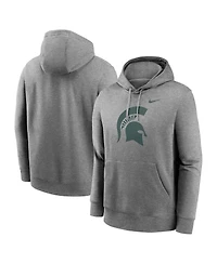 Nike Men's Heather Gray Michigan State Spartans Primetime Evergreen Club Fleece Pullover Hoodie
