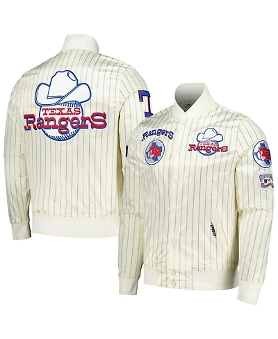 Pro Standard Men's Cream Texas Rangers Cooperstown Collection Pinstripe Retro Classic Satin Full-Snap Jacket