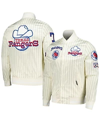 Pro Standard Men's Cream Texas Rangers Cooperstown Collection Pinstripe Retro Classic Satin Full-Snap Jacket