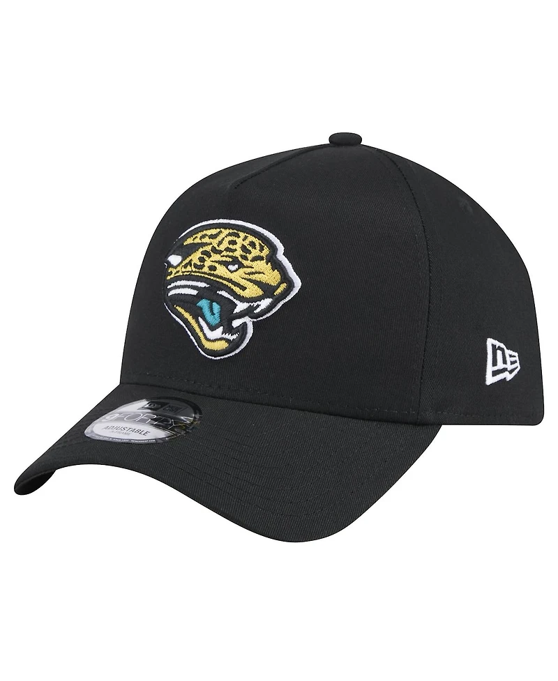 New Era Men's Black Jacksonville Jaguars Throwback Logo Standard A-Frame 9FORTY Adjustable Hat