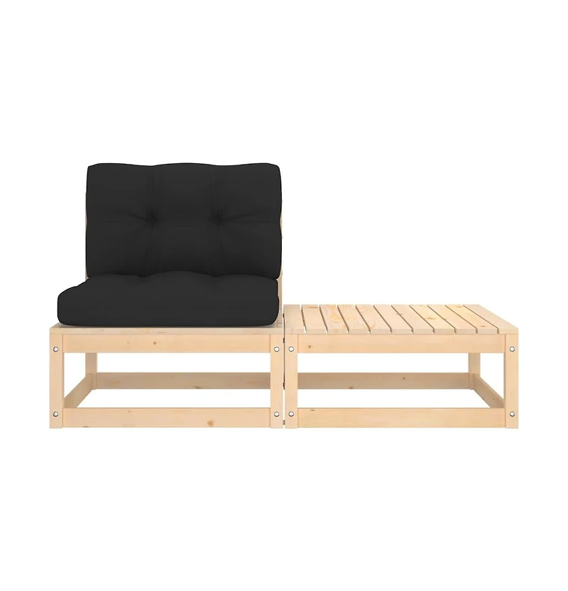 vidaXL 2 Piece Patio Lounge Set with Cushions Solid Pinewood