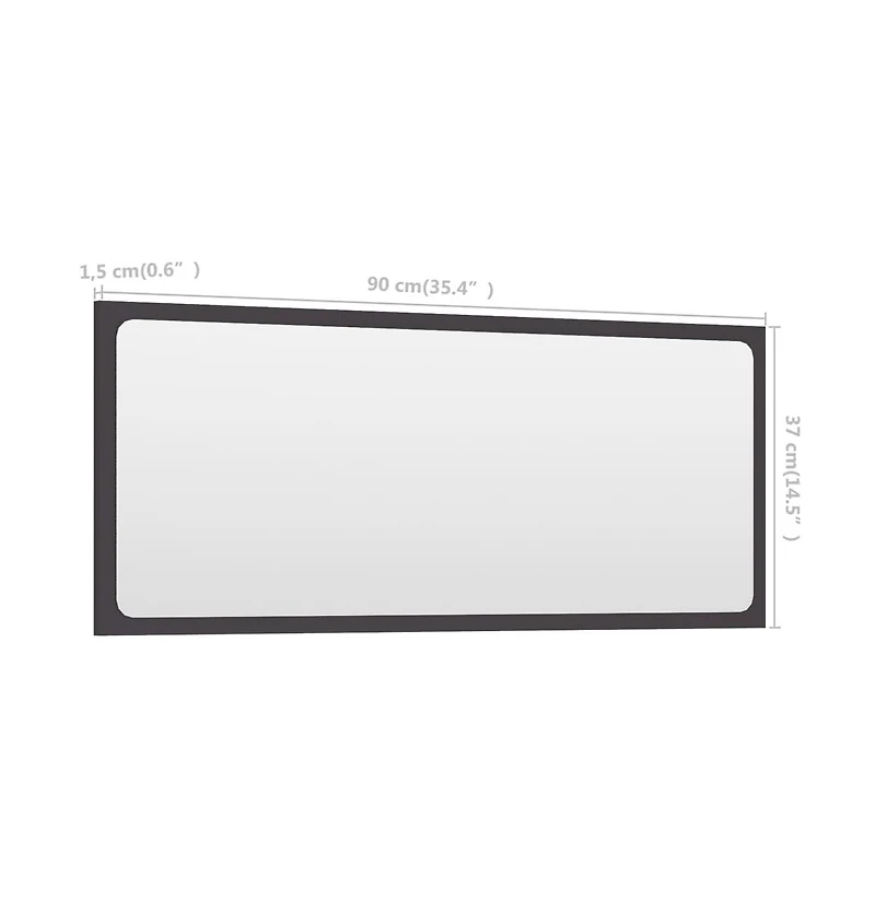 Bathroom Mirror Gray 35.4"x0.6"x14.6" Engineered Wood