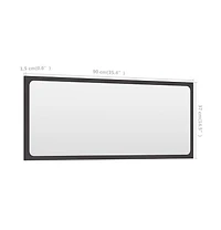 Bathroom Mirror Gray 35.4"x0.6"x14.6" Engineered Wood