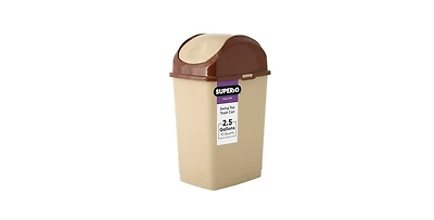 Superio Small 2.5 Gallon Plastic Trash Can with Swing Top Lid