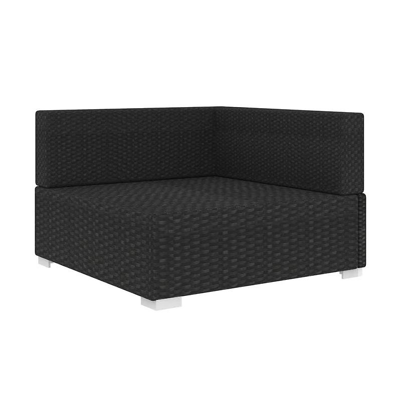 vidaXL Sectional Corner Chair with Cushions Poly Rattan Black