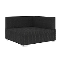 vidaXL Sectional Corner Chair with Cushions Poly Rattan Black