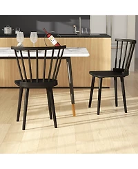 Costway Rubber Wood Windsor Dining Chairs Set of 2 with Spindle Back for Living Room