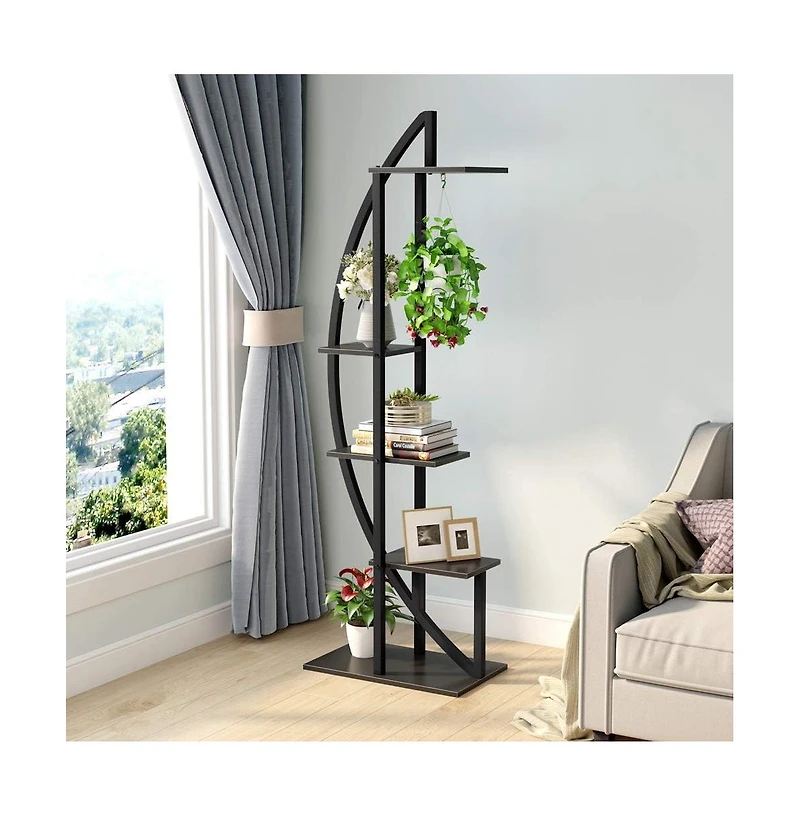 Tribesigns 5-Tier Plant Stand Pack of 2, Multi-Purpose Curved Display Shelf Bonsai Flower Rack for Indoor Garden, or Balcony, Home Use