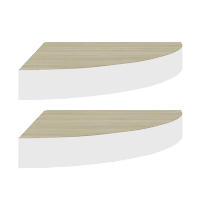 vidaXL Wall Corner Shelves pcs Oak and White 13.7"x13.7"x1.4" Mdf