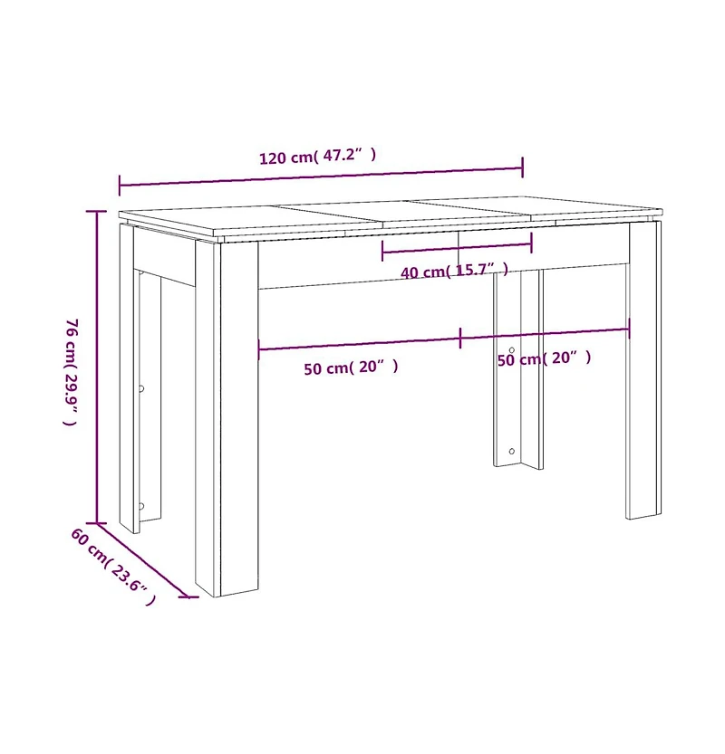 vidaXL Dining Table Concrete Gray 47.2"x23.6"x29.9" Engineered Wood