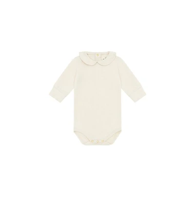 Vild House of Little Toddler Ls Organic Cotton Collared Bodysuit - Ecru