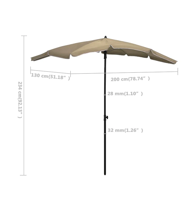 Garden Parasol with Pole 78.7"x51.2" Taupe