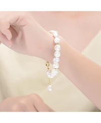 Sterling Silver Gold Plated with Freshwater Round Pearl Bracelet