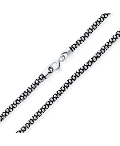 Bling Jewelry Bali Style Thin .925 Sterling Silver Coreana Black Antiqued Popcorn Chain Necklace 3MM