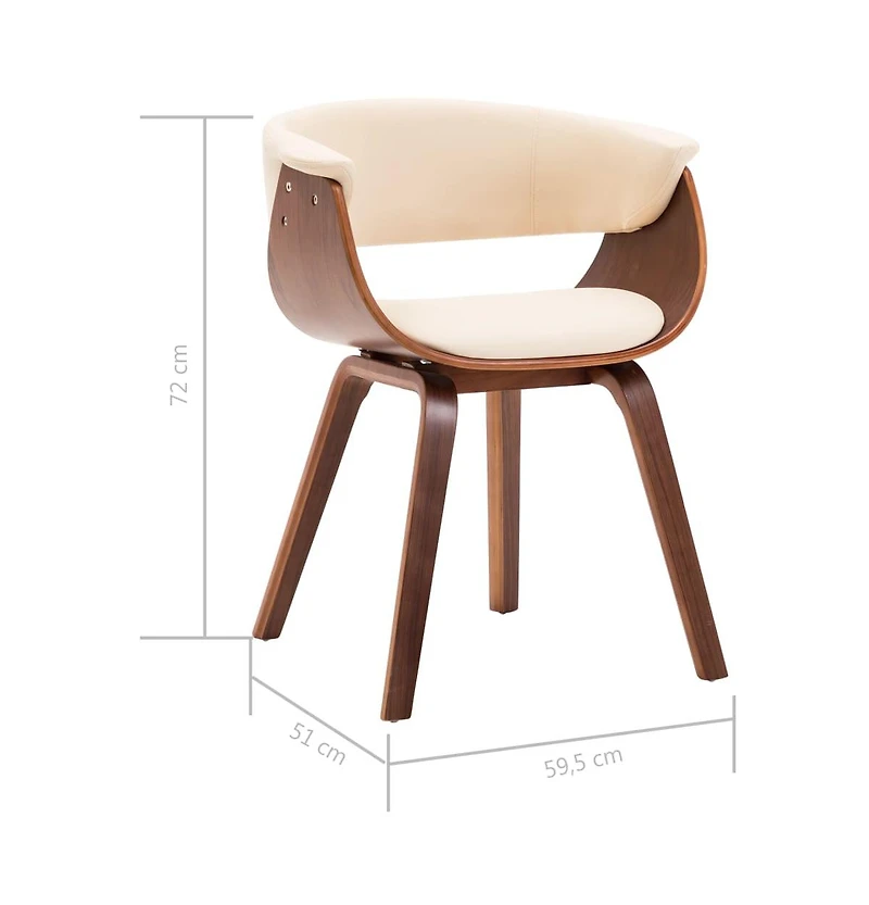 Dining Chair Cream Bent Wood and Faux Leather