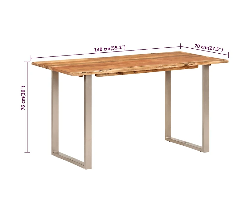 Dining Table 55.1"x27.6"x29.9" Solid Acacia Wood