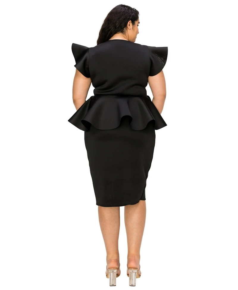 L I V D Plus Size Onyx Neoprene Peplum Dress