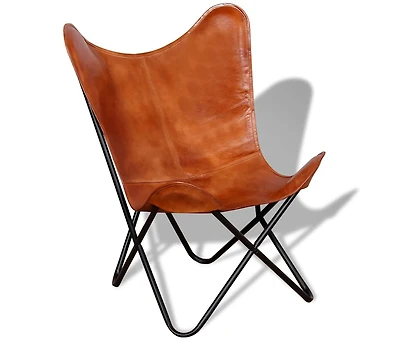 Butterfly Chair Brown Real Leather