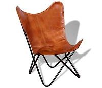 Butterfly Chair Brown Real Leather