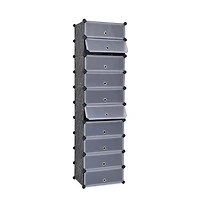 vidaXL Interlocking Shoe Organizer with 10 Compartments Black