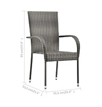 Stackable Patio Chairs 6 pcs Gray Poly Rattan