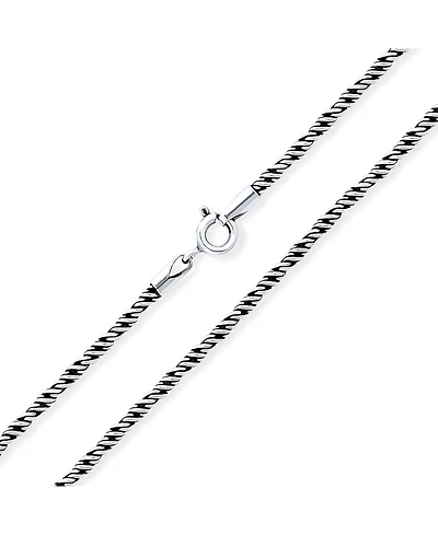 Bling Jewelry Oxidized Sterling Silver Bali Style Twist Cable Rope Chain Necklace 20 Inch