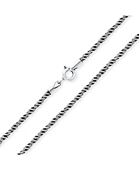 Bling Jewelry Oxidized Sterling Silver Bali Style Twist Cable Rope Chain Necklace 20 Inch
