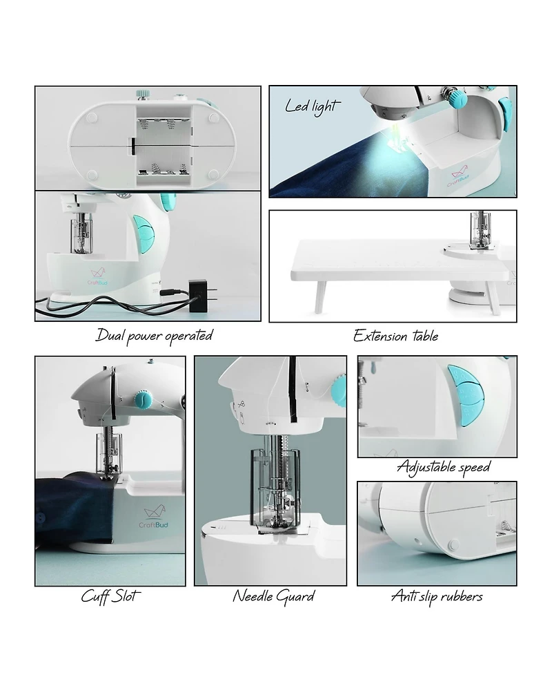 Clara Clark Mini Portable Sewing Machine & Complete Supplies Kit for Beginners and Kids - 122 Piece