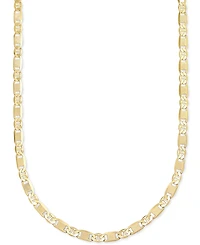 Italian Silver Men's Textured Mixed Mariner Link 22" Chain Necklace 14 Gold-plated Sterling