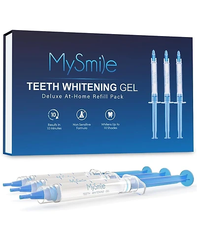 MySmile Teeth Whitening Gel Pen Refill Pack, 3 Non-Sensitive Teeth Whitening Pen, Deluxe Teeth Whitener Dental Grade Tooth Whitening Gel with Carbamid
