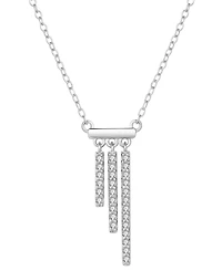 Diamond Asymmetric Dangle Bar 18" Pendant Necklace (1/5 ct. t.w.) in Sterling Silver
